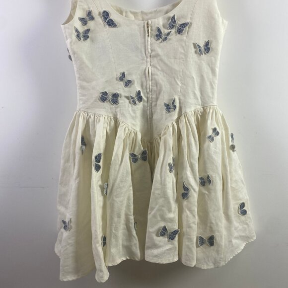 Agua By Agua Bendita Lima Embroidered Butterfly Linen Dress - Picture 6 of 10